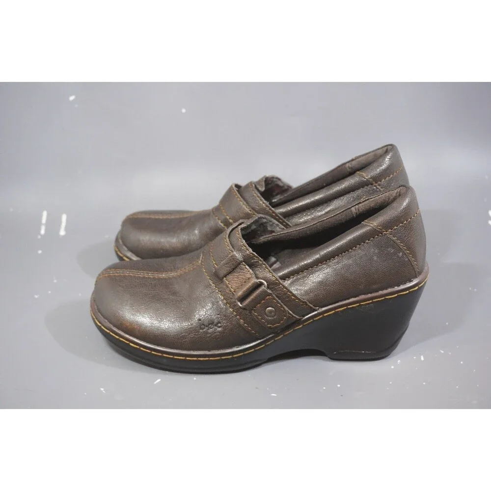 b.o.c. Born Leather Laurium Leather Monk Strap Shoes Clogs Womens 7 Brown